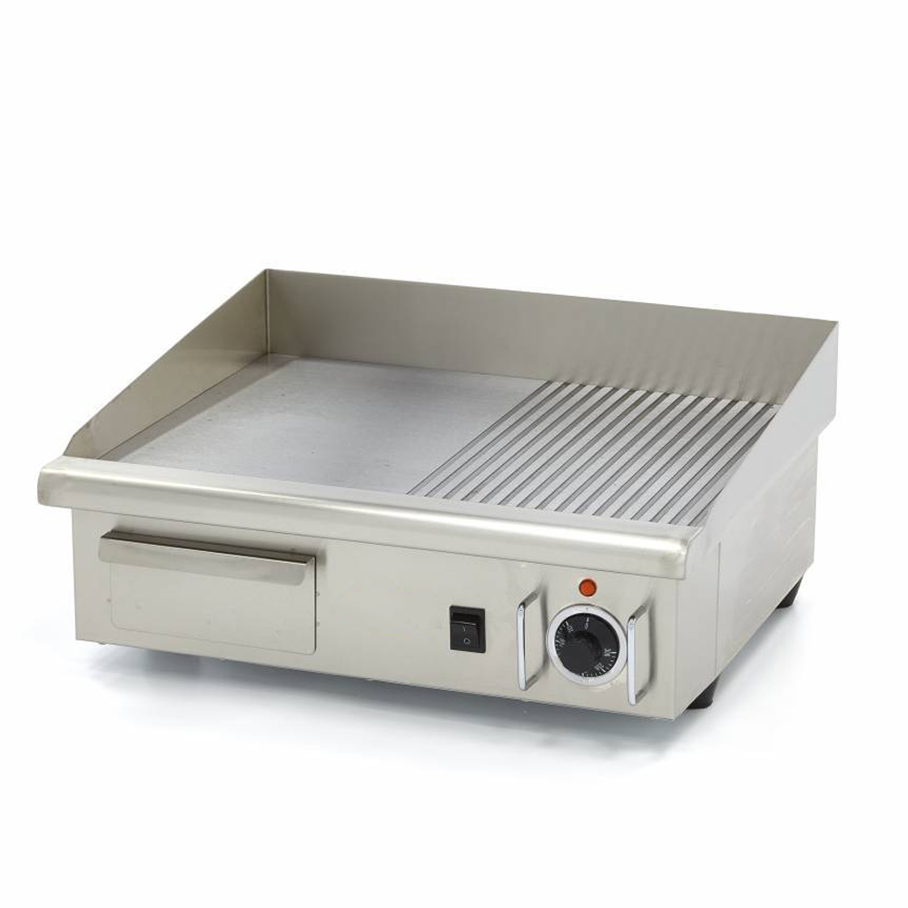 Grill electric dublu cu suprafata neteda si striata