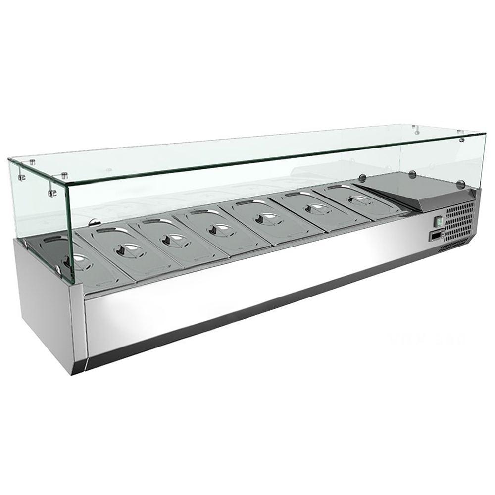 Vitrina ingrediente, inox, 7 cuve GN1/4, 150*33*43 cm