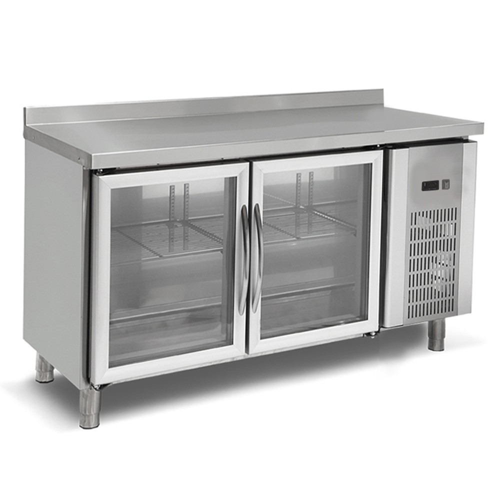 Masa rece, profesional, inox, 2 usi vitrate, 150*70*85 cm