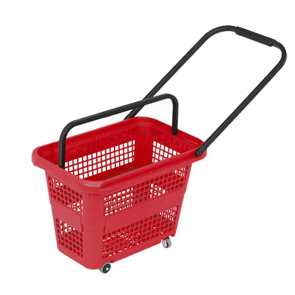 Cos supermarket cu roti 32 lt - Rosu