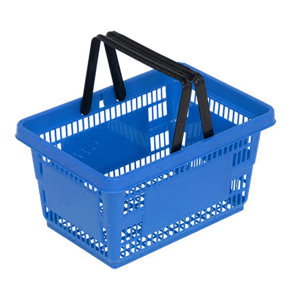 Cos supermarket plastic cu 2 manere 20 litri ALBASTRU