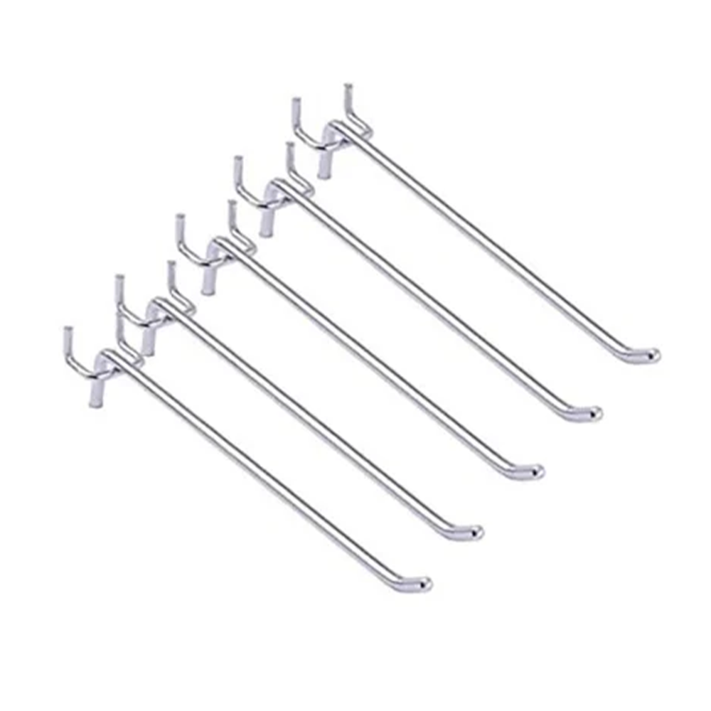 Carlig simplu CROMAT 30 cm, P25 pentru rafturi metalice perforate