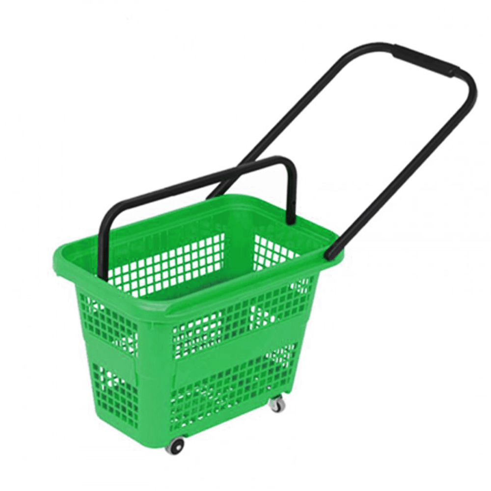 Cos supermarket cu roti 32 lt - Verde