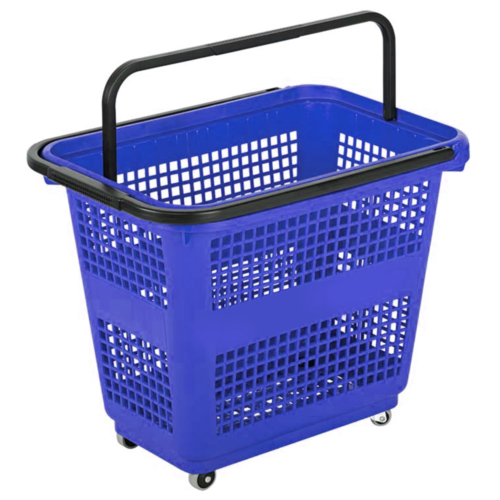 Cos supermarket cu roti 54 lt - Albastru