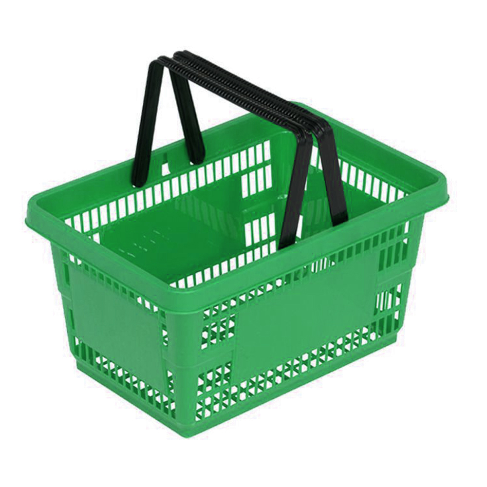 Cos supermarket plastic cu 2 manere 20 litri VERDE