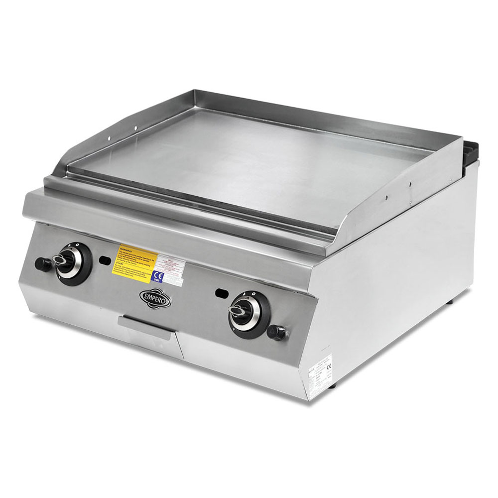 Grill pe gaz profesional, inox, cu suprafata neteda cromata PLUS, 80*73*30 cm