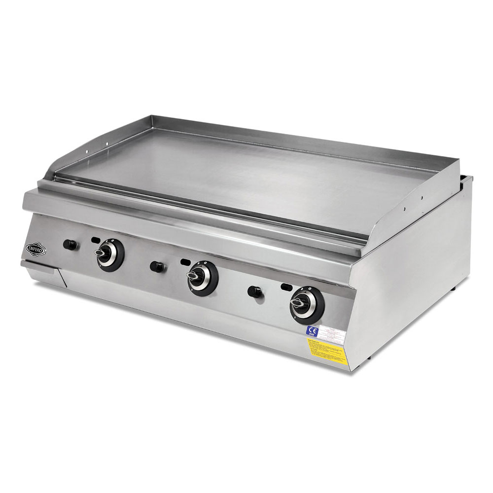 Grill pe gaz profesional, inox, cu suprafata neteda cromata PLUS, 120*73*30 cm
