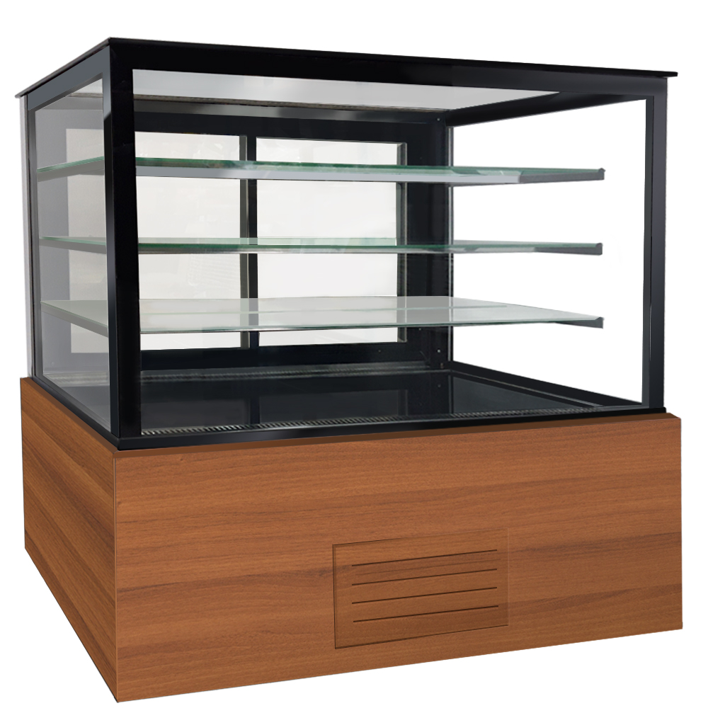 Vitrina frigorifica orizontala, cofetarie, decor lemn A333-BERGAMA, geam drept, ventilata, 160 cm