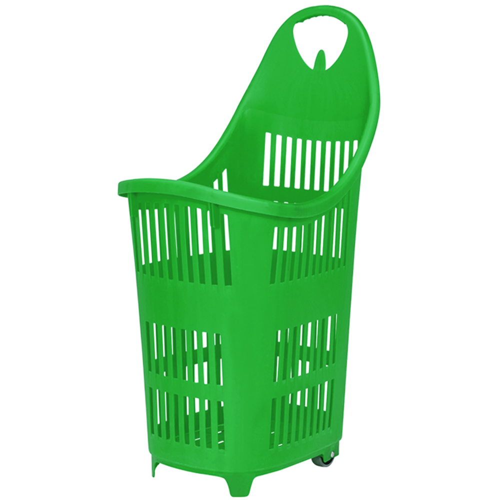 Cos supermarket cu roti 70 litri - Verde