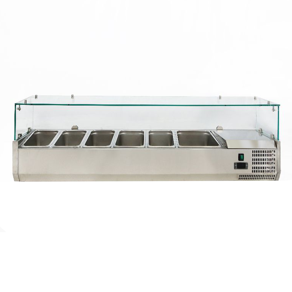 Vitrina ingrediente, inox, 5 cuve GN1/3 + 1 cuva GN1/2, 150*38*43.5 cm