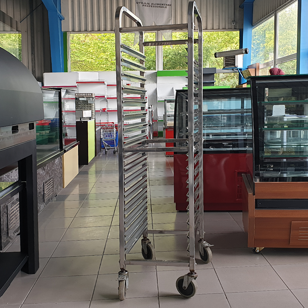 Carucior inox colectare 15 tavi GN 1/1