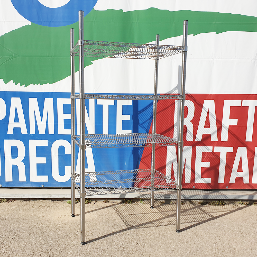 Raft inox depozitare cu 4 polite din sarma 90*62*180 cm