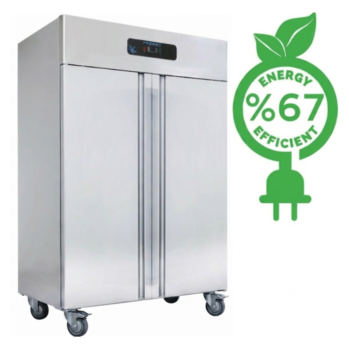 Dulap congelator vertical FRENOX cu 2 usi, set de roti, filtru magnetic, pedala pentru deschiderea usii, Eficienta Energetica, 1400 lt