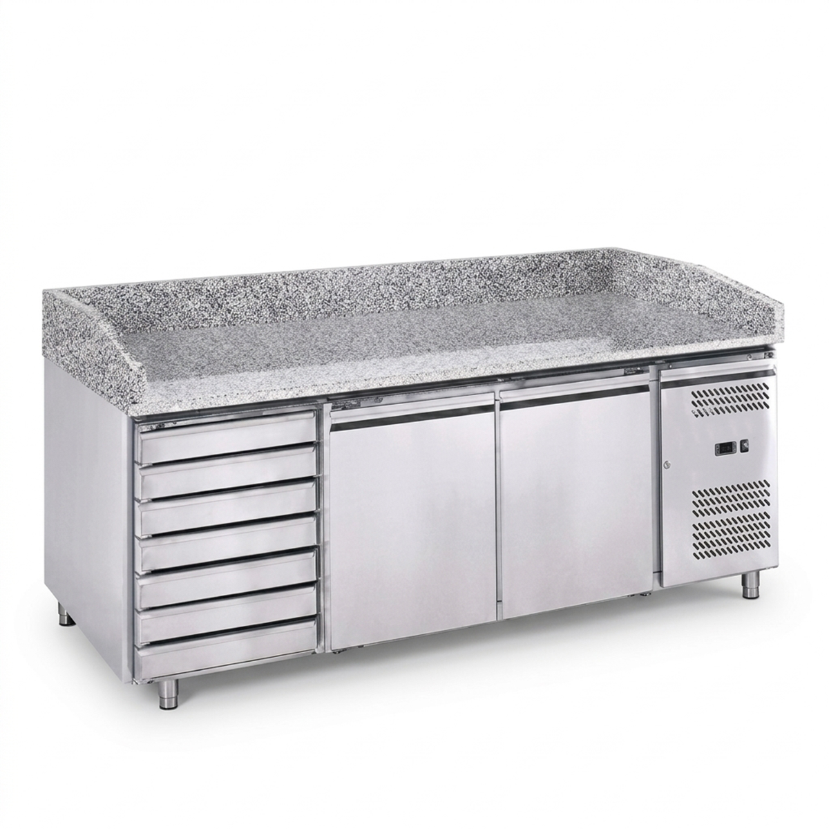 Masa rece pentru preparare pizza profesionala, blat din granit, racire ventilata, capacitate 390 L - Produs SH