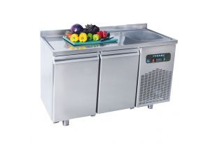 Masa rece FRENOX, profesionala, inox, 2 usi si chiuveta, 250 lt, 140*60*85 cm