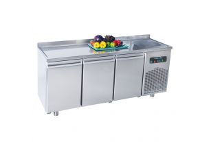 Masa rece FRENOX, profesionala, inox, 3 usi si chiuveta, 400 lt, 187*60*85 cm