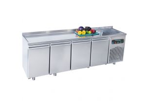 Masa rece FRENOX, profesionala, inox, 4 usi si chiuveta, 550 lt, 233*60*85 cm