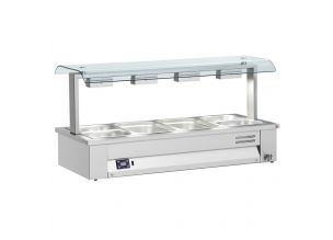 Bain-marie de banc, cu geam dublu, 4 cuve, 141*63*71 cm