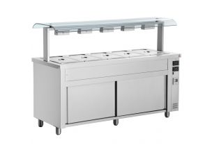 Bain-marie 3 tavi GN 1/1 cu dulap cald si geam dublu, 110 cm