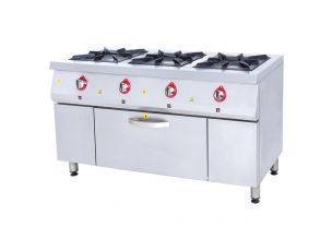 Masina de gatit pe gaz, inox, cu 3 arzatoare si cuptor, 150*64*85 cm