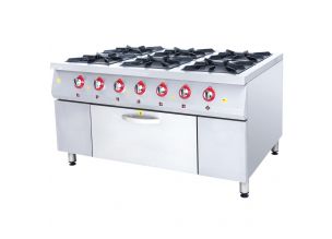 Masina de gatit pe gaz, inox, cu 6 arzatoare si cuptor, 150*104*85 cm