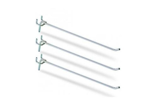 Carlig simplu 30 cm, P50 pentru rafturi metalice perforate albe