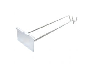 Carlig cu eticheta 30 cm, P50 pentru rafturi metalice perforate albe