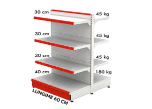 Raft metalic de mijloc 60*140 baza 40 cm si 6 polite de 30 cm