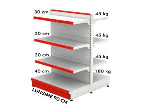 Raft metalic de mijloc 90*140 baza 40 cm si 6 polite de 30 cm