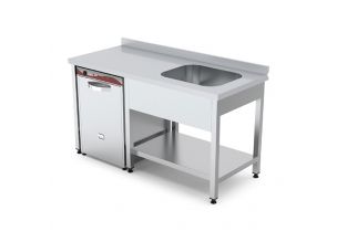 Spalator cu 1 cuva pe partea dreapta, spatiu masina spalat, inox, 180*70*85 cm
