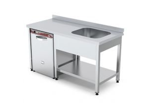 Spalator cu 1 cuva pe partea dreapta, polita inferioara si spatiu masina spalat, inox, 140*70*85 cm