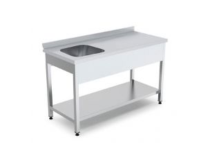 Spalator cu 1 cuva pe partea stanga, picurator si polita inferioara, inox, 100*60*85 cm
