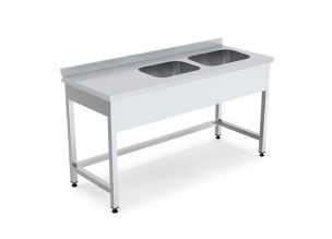 Spalator cu 2 cuve pe partea dreapta si picurator, inox, 200*60*85 cm