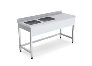 Spalator cu 2 cuve pe partea stanga si picurator, inox, 200*60*85 cm