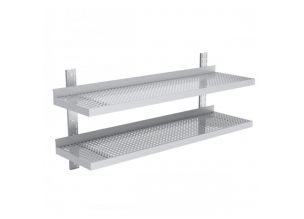 Polita inox dubla perforata de perete ajustabila