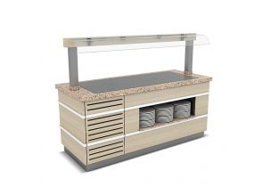 Bufet rece GLASGOW cu blat expunere inox, o polita interioara si suprastructura 240 cm