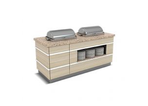 Bufet cald GLASGOW cu 3 chafing dish si o polita interioara 240 cm