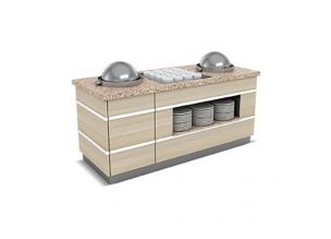 Bufet GLASGOW pentru supe / ciorbe cu 3 chafing dish si o polita interioara 240 cm