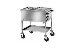 Carucior tip bain marie cu 2 cuve cu temperatura reglabila separat