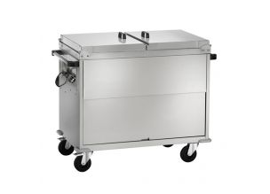 Carucior tip bain marie cu 2 cuve, capace si dulap neutru