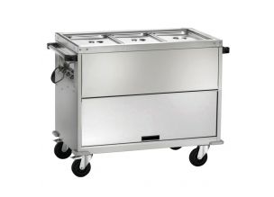 Carucior tip bain marie cu 2 cuve si dulap neutru