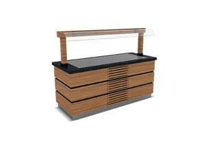 Bufet rece KOBE cu blat expunere inox si suprastructura 240 cm