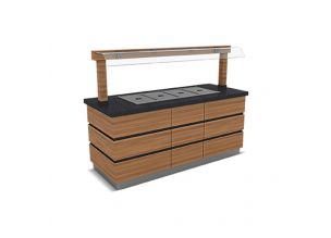 Bufet cald KOBE 5 GN 1/1 tip bain marie cu suprastructura 240 cm