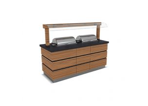 Bufet cald KOBE cu 3 chafing dish si suprastructura 240 cm