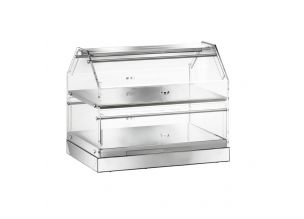 Vitrina neutra de banc, inox, cu 2 polite, 85*35*36 cm