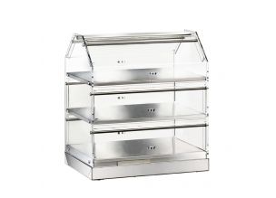 Vitrina neutra de banc, inox, cu 3 polite, 85*35*50 cm