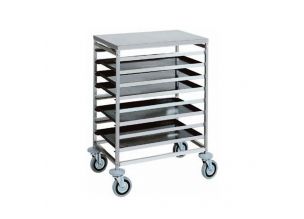 Carucior inox pentru tavi patiserie
