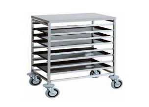 Carucior inox pentru tavi patiserie