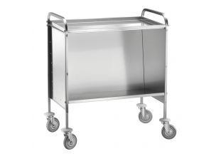 Carucior inox transport farfurii cu 2 polite