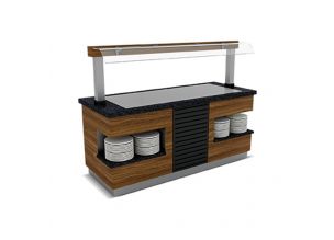 Bufet rece SANTA FE cu blat expunere inox, 2 polite interioare si suprastructura 220 cm